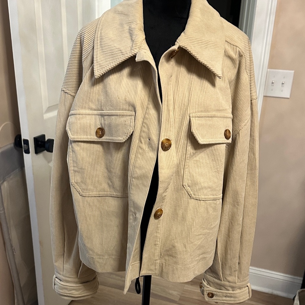 Avec Les Filles Light Tan Corduroy Shirt Jacket